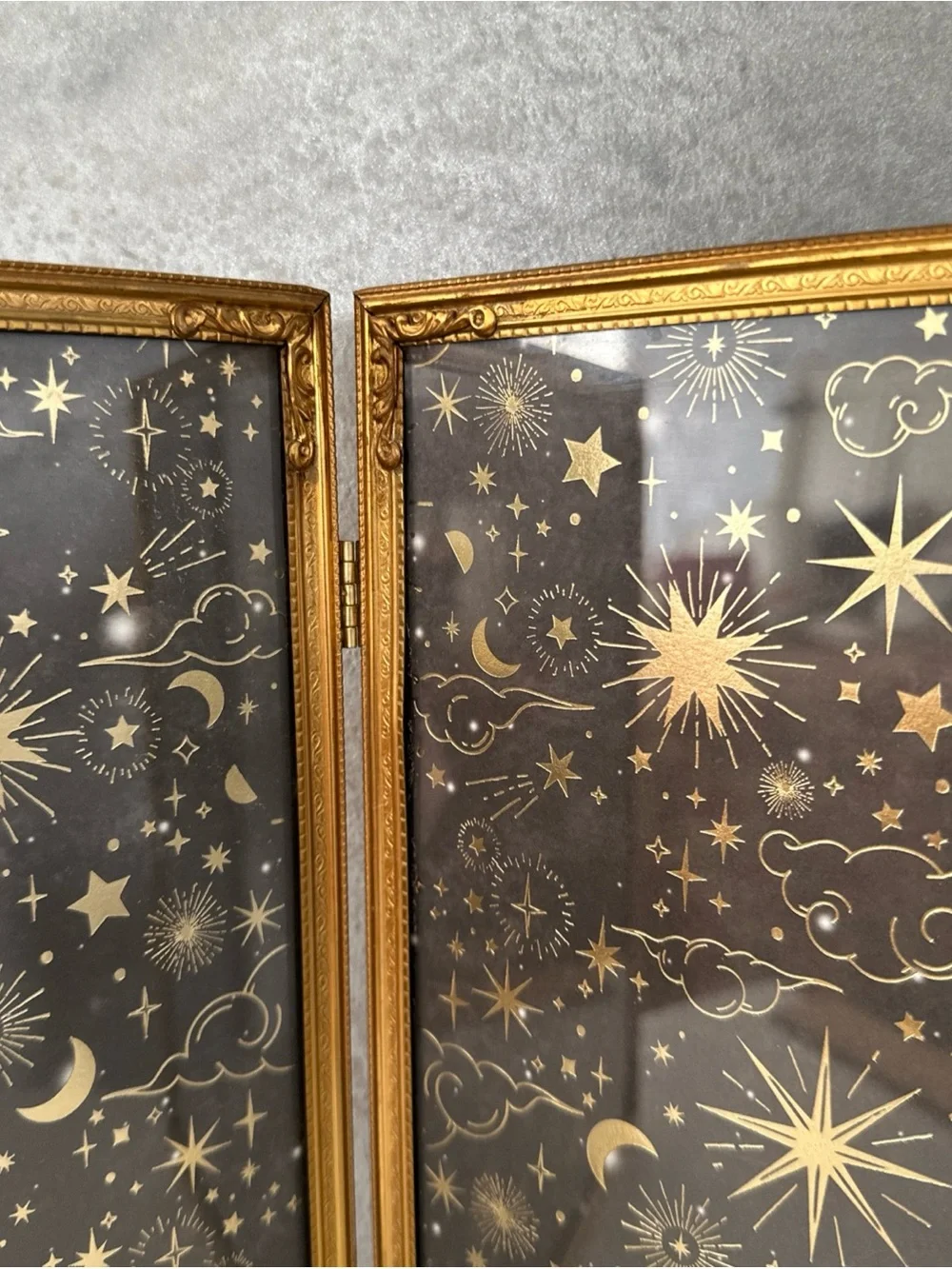 Vintage ORNATE DANISH Bi-Fold Picture Frame 8